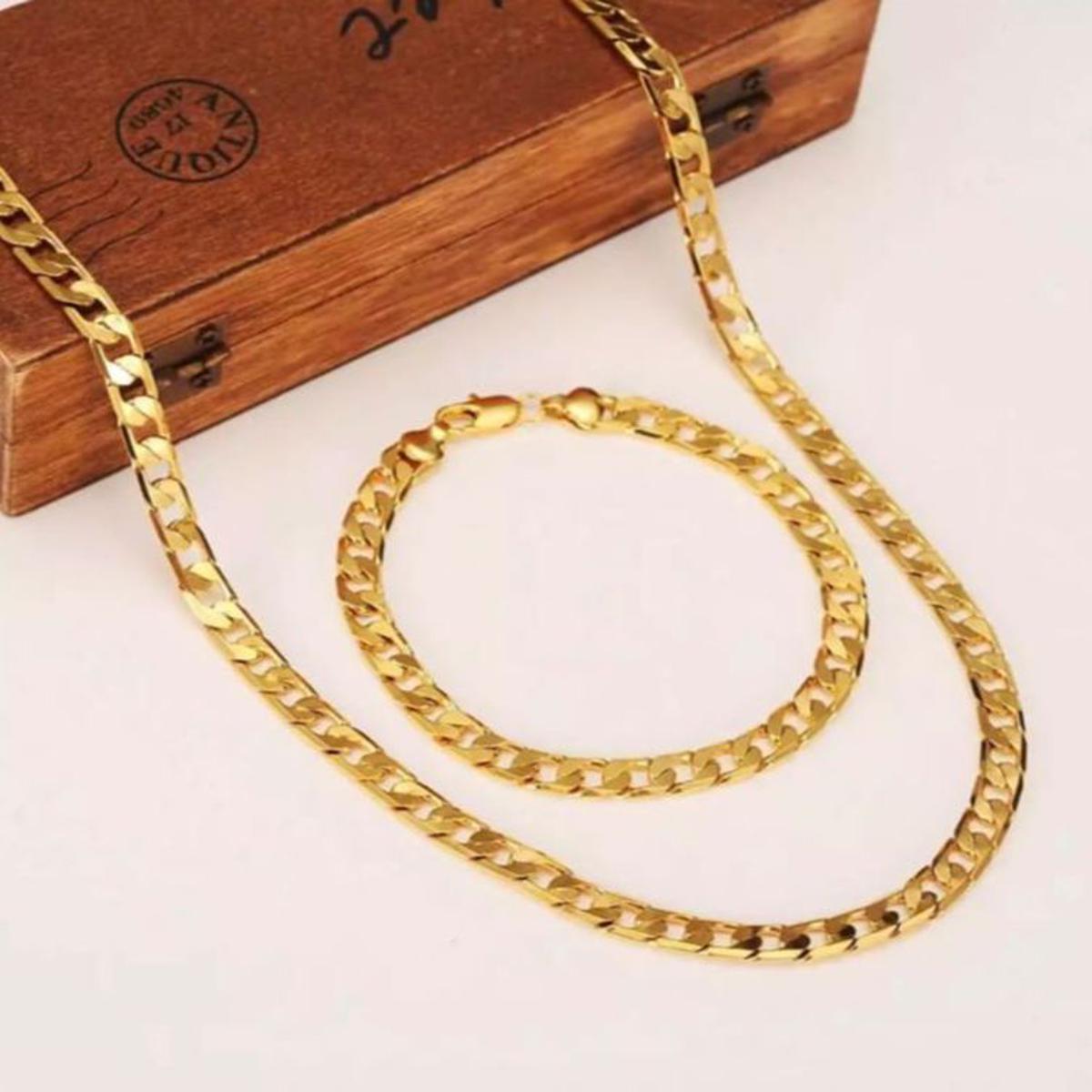 AlRashid Shopping Store Gold Neck Chain With Free Bracelet For Girl & Boys
