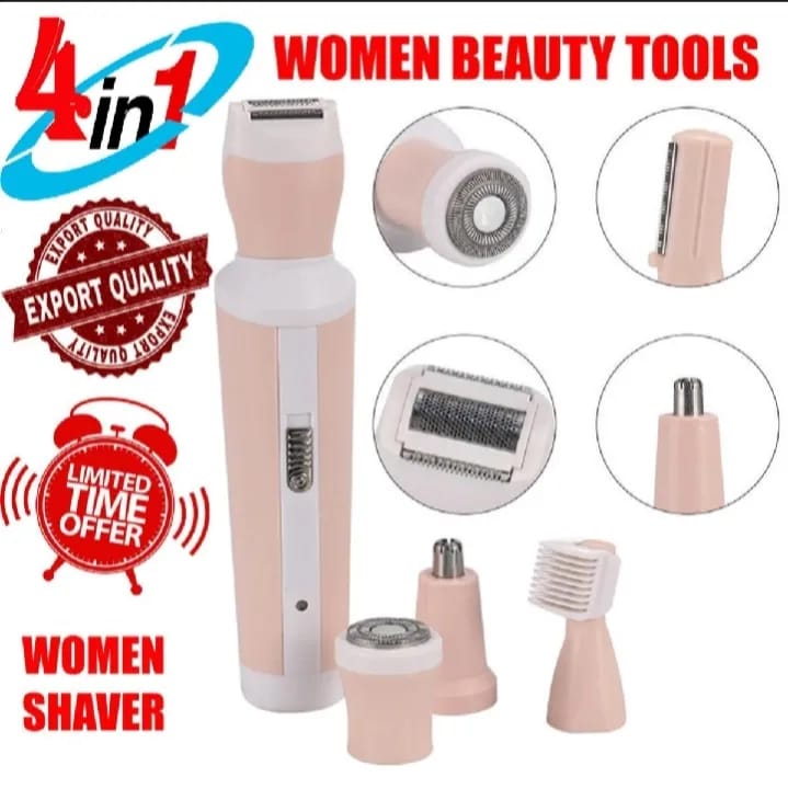 4 in 1 Original Rechargeable Women Skin Shaver suit - Electric Hair Removal Shaving machine Grooming Kit - Epilators & Shavers - Nose Eyebrow Trimmer