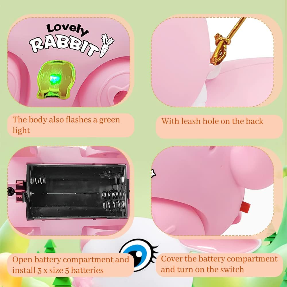 Free Delivery - Electric Bunny Rabbit Plush Toy with Music & LED Perfect Birthday Gift for Girls Boys Kids