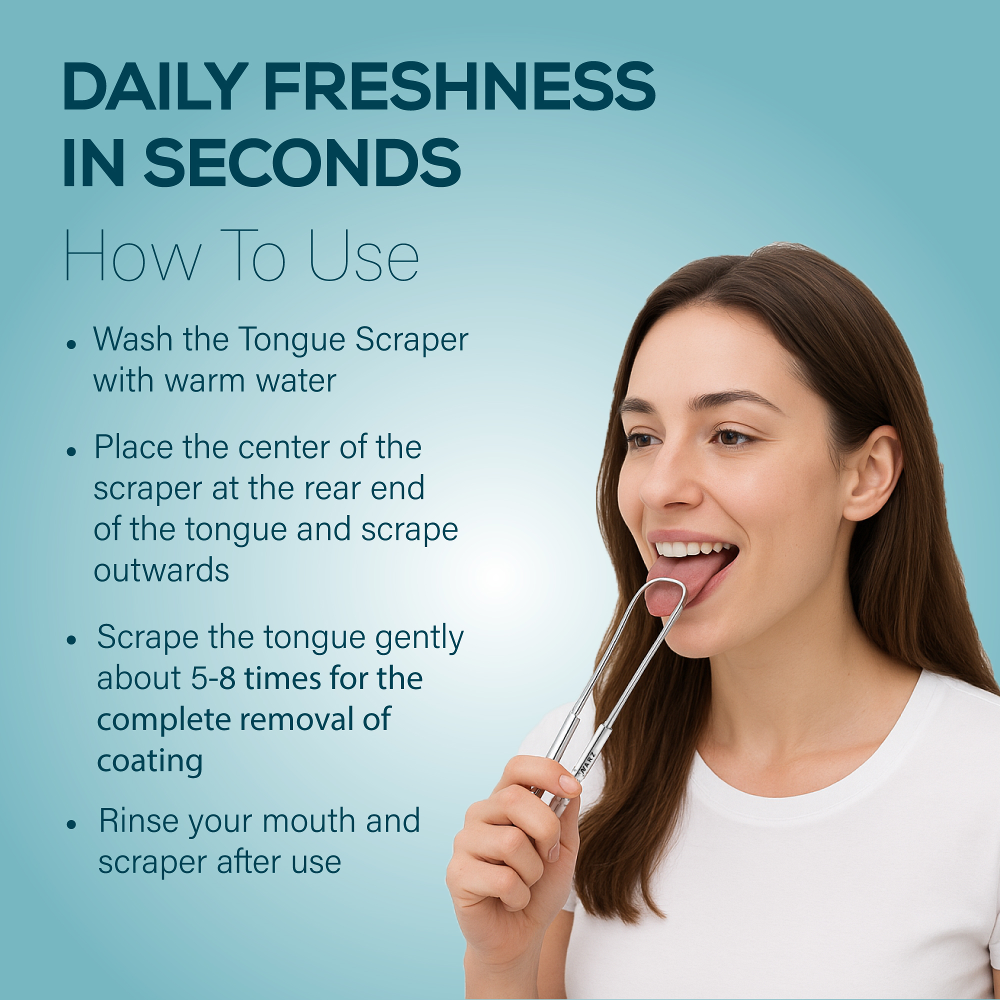NARZ Tongue Cleaner For Fresh Breath & Oral Hygiene Tongue Scraper Premium Stainless Steel Tongue Brush For Men & Women