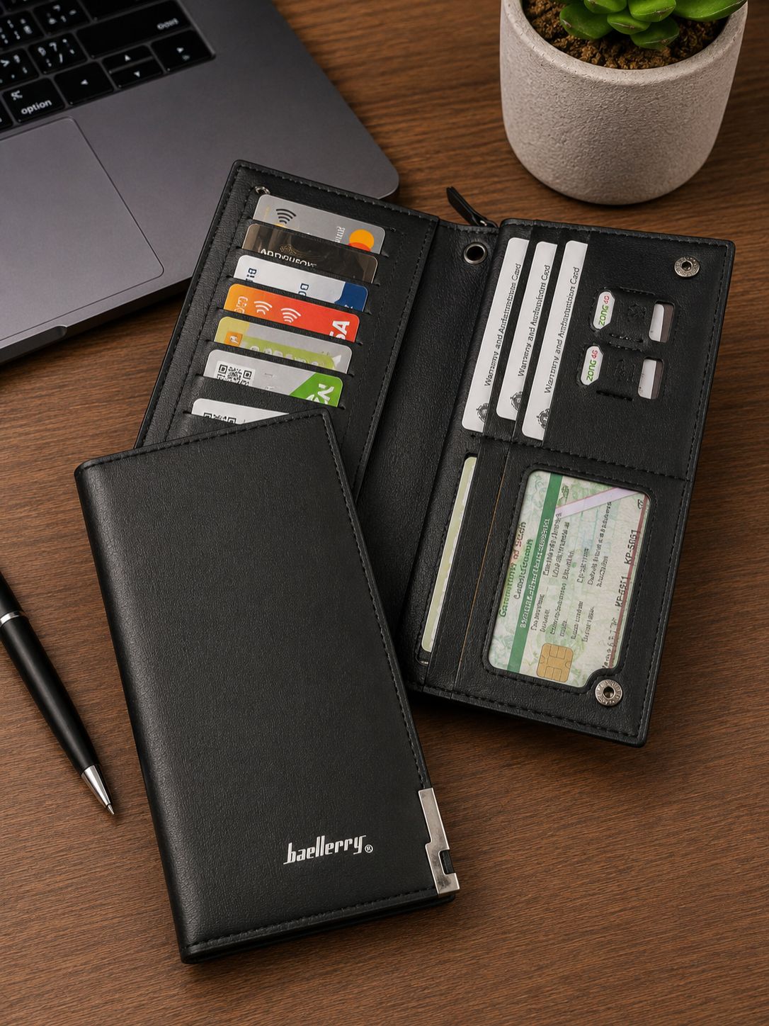 Baellerry Long Leather Wallet For Men and Women - Long wallets