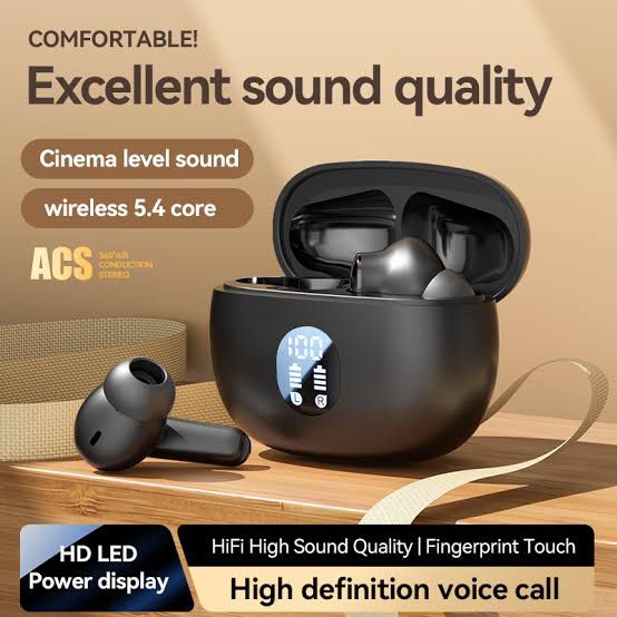 H895B Stereo TWS (True Wireless Stereo) Bluetooth Earphones Headset With HiFi Stereo Sound & Touch Control System (Connected With All Bluetooth Devices).