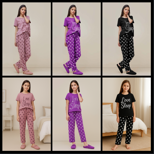 NN Wear Nighty Soft cotton Night Wear for Women Night suit for girls and women, Sleeping Dress Girls Sleepwear  Loungewear Sleeping Suit lingerie T shirt and Pajama, Night Dress for girls and women