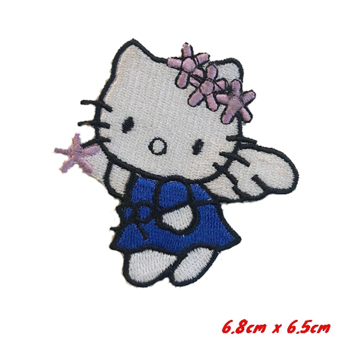 Hello Kitty Angel Blue Embroidery Iron on Sew on Patch cute cartoon kids clothing jeans repair bag cap shirt jacket shoes sports craft badge#1714