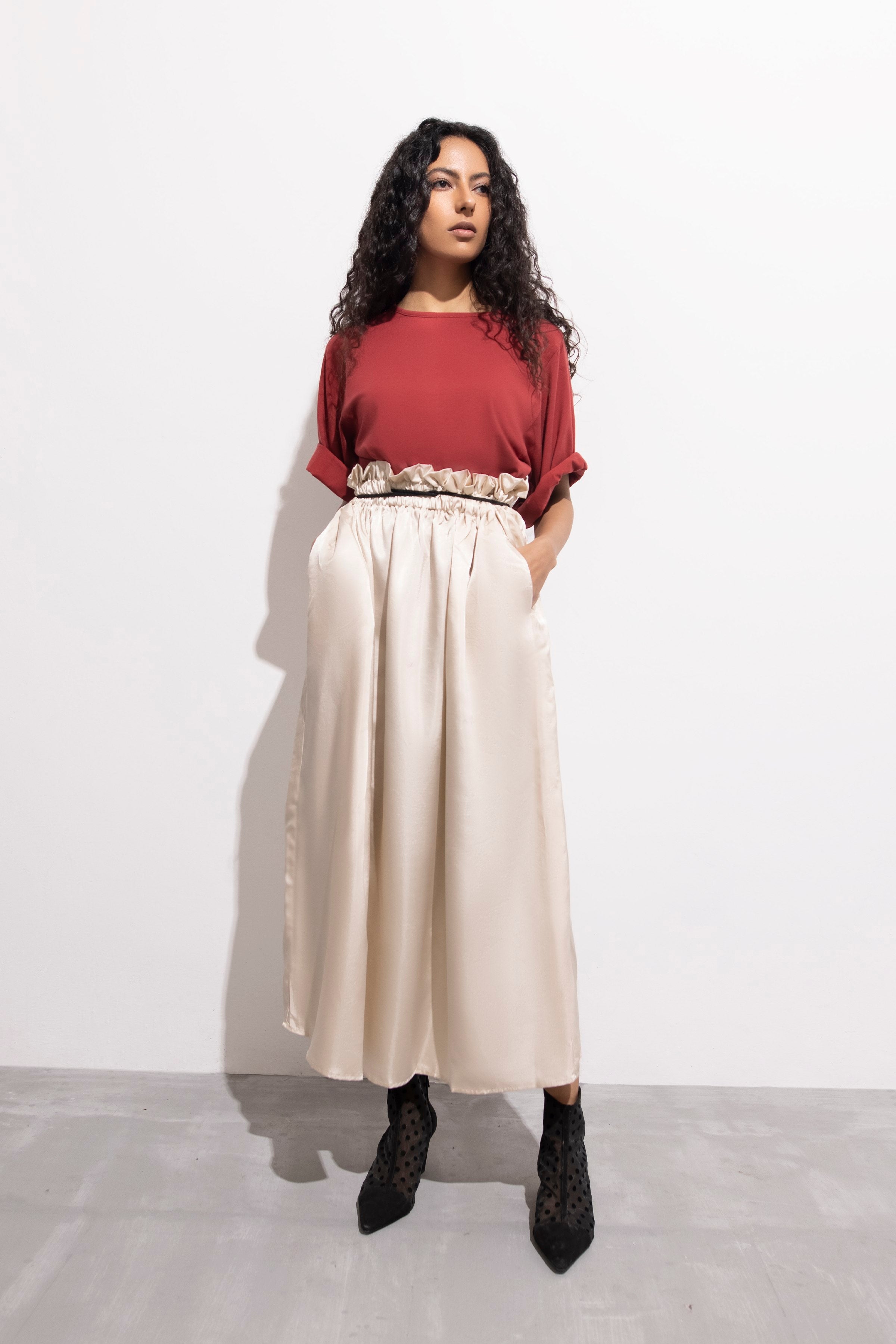 West by Sapphire Pleated Silky Skirt