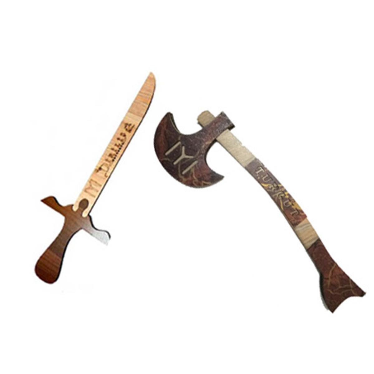 PACK OF 2 IYI Ertugrul Turgut Kulhara, Ertugrul Ghazi, Collection Toys, Action Toys - Ertugrul Toy For Kids - Ertugrul Talwar, Ertugrul Knife, Ertugrul Fighting Knife- Ertugul Knife & Kulhara, Ertugrul Toys IYI - 12 inches