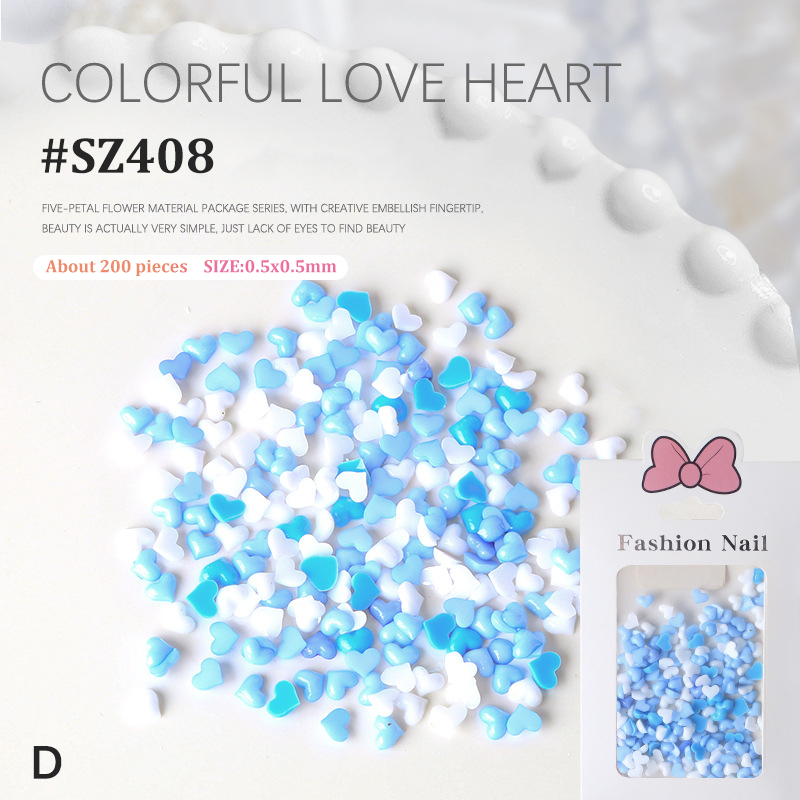 200Pcs 3D Mini Candy Colored Heart Shape Kawaii Resin Flatback Charms