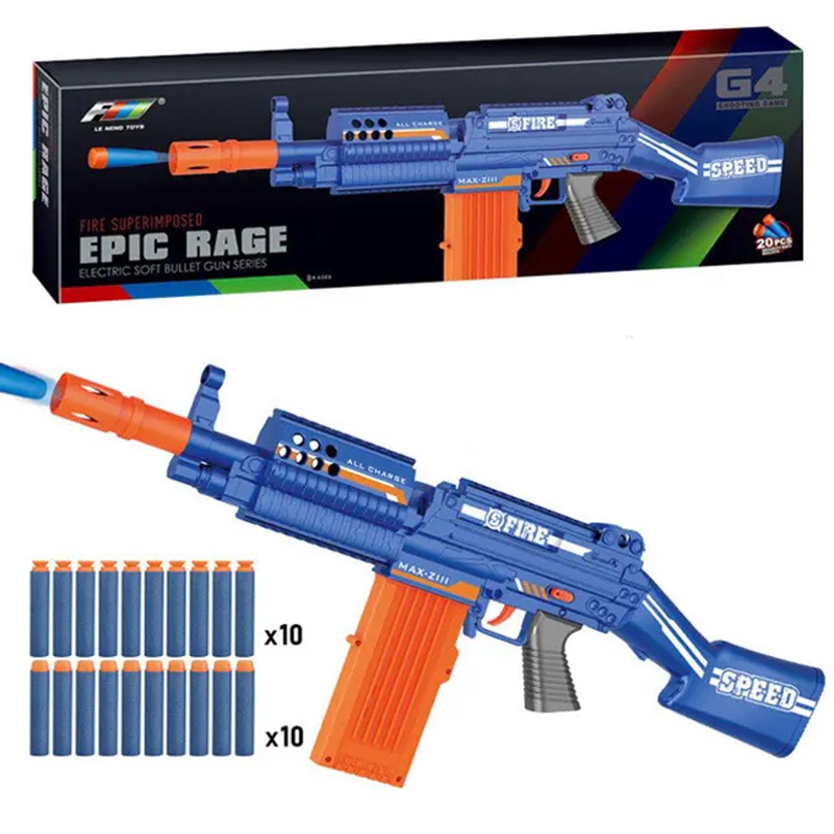 New Epic Rage Electric ToyGun Soft Darts Nerf ToyGun – Blue