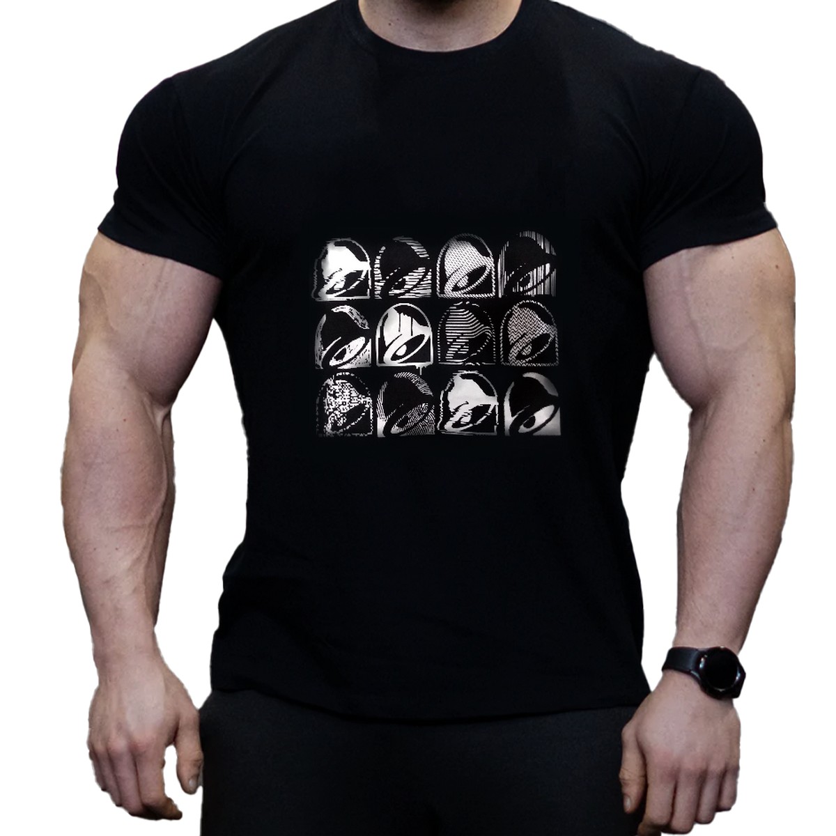 Black Printed Half Sleeve Tshirt