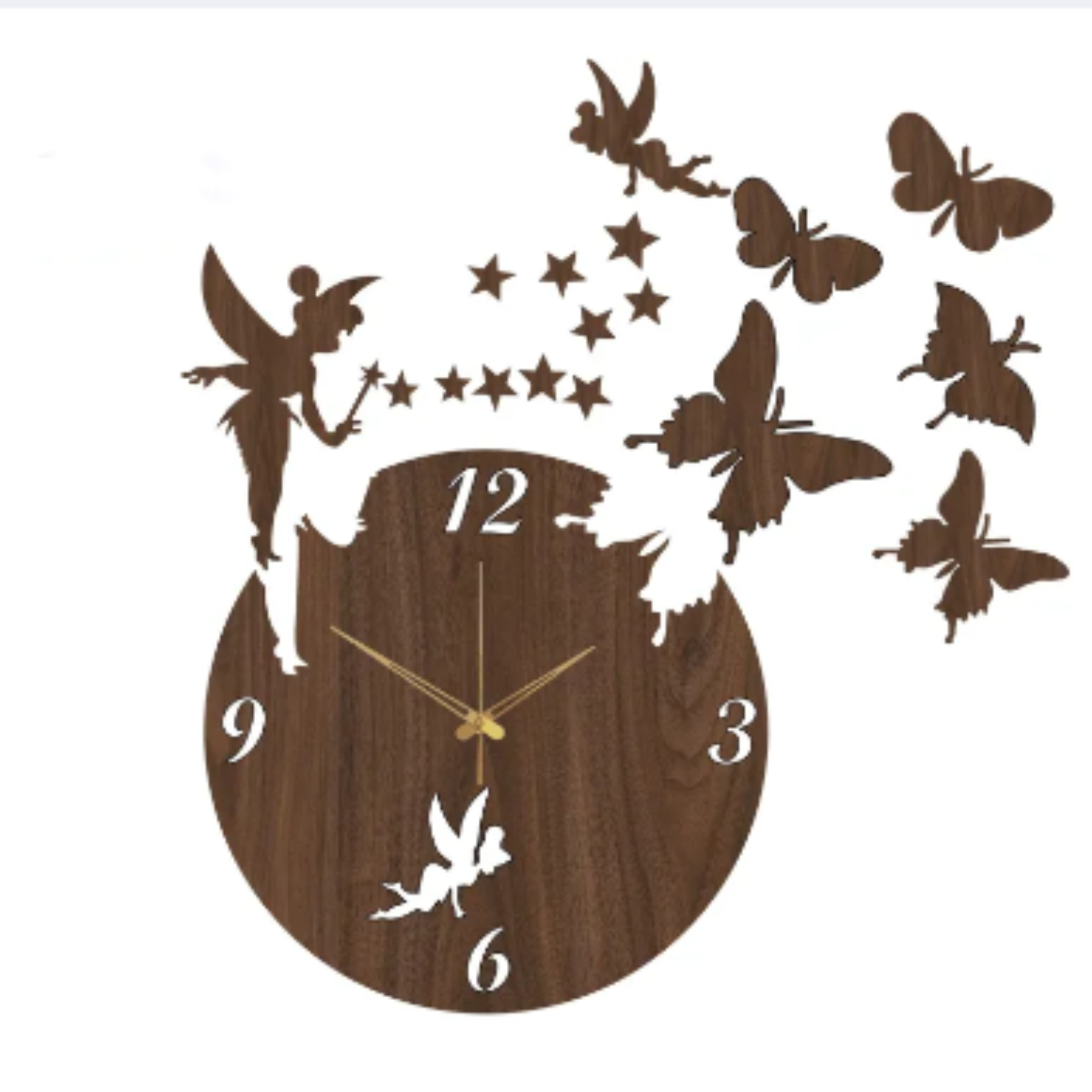 3D Fairy Clock with Butterflies and Backlight - Wall Decor for Kids' Rooms