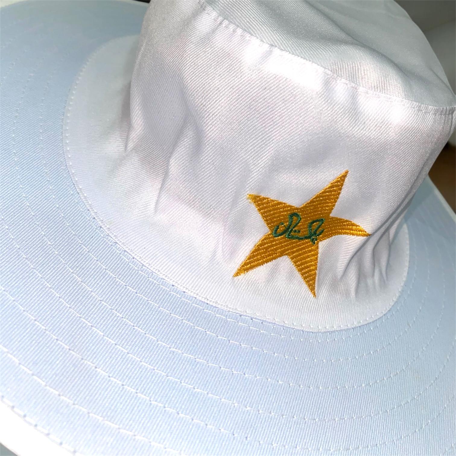 White Cricket Hat for Men Round | Sun Protection Cricket Hat Cap with Pakistan Star Logo | Lightweight Cricket Hat for Outdoor Sports & Training