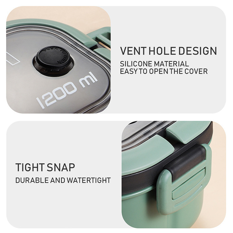 Fun Live Lunch Box 2 Layers Grids Student Office Worker Microwave Hermetic Bento Box Outdoor Picnic Fruit Food Container With Fork Spoon