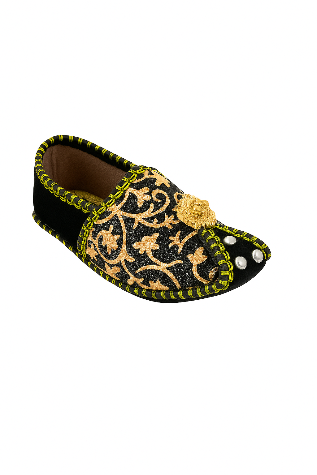 Premium Handmade Kids Khussa – Traditional Embroidered Velvet Shoes with Golden Thread & Pearl Detailing for Kids (6 Months - 3 Years