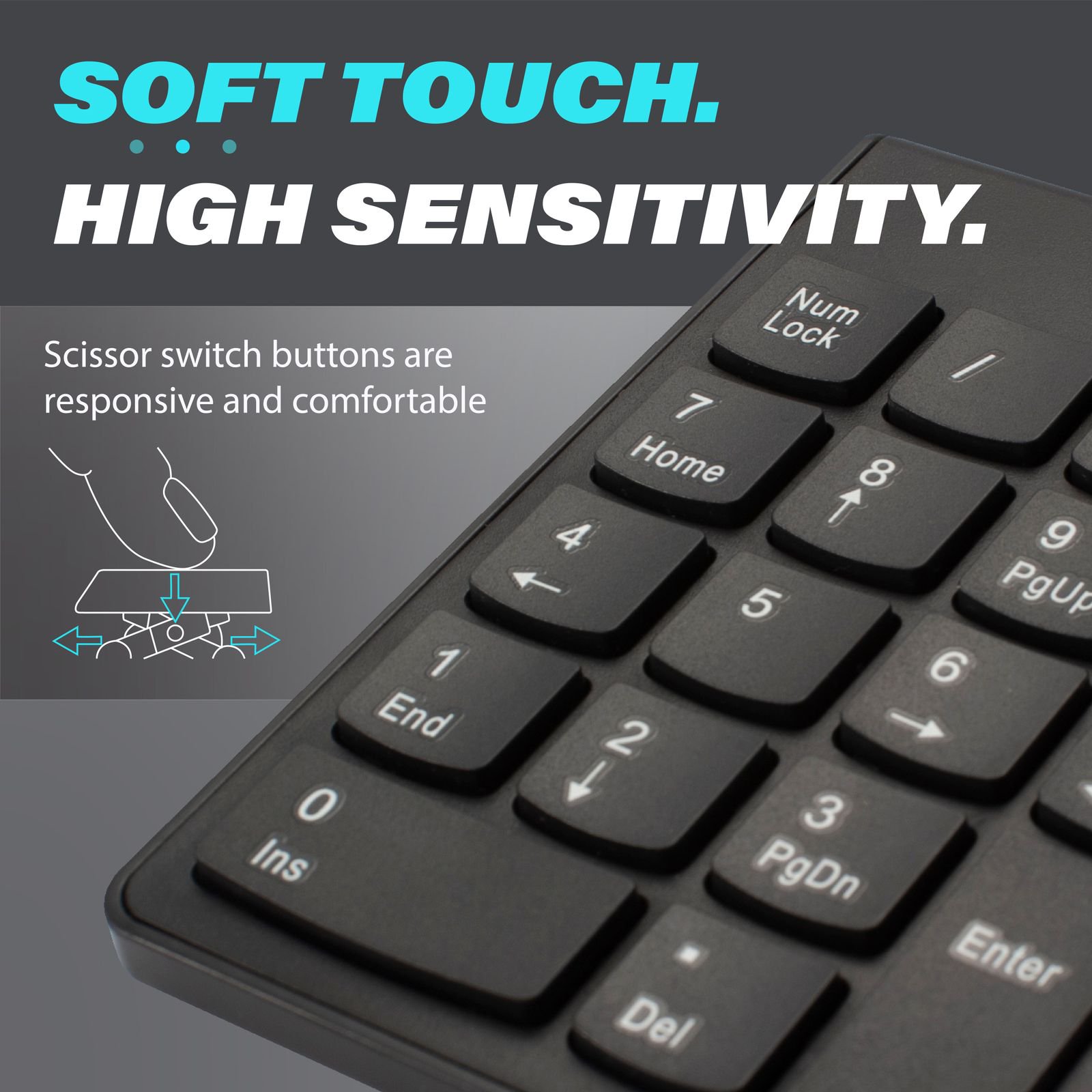USB Numeric Keypad, Portable Mini Wired Numpad, 18 Keys Accounting Number Keyboard Extension, For Laptop Desktop Computer PC, Black