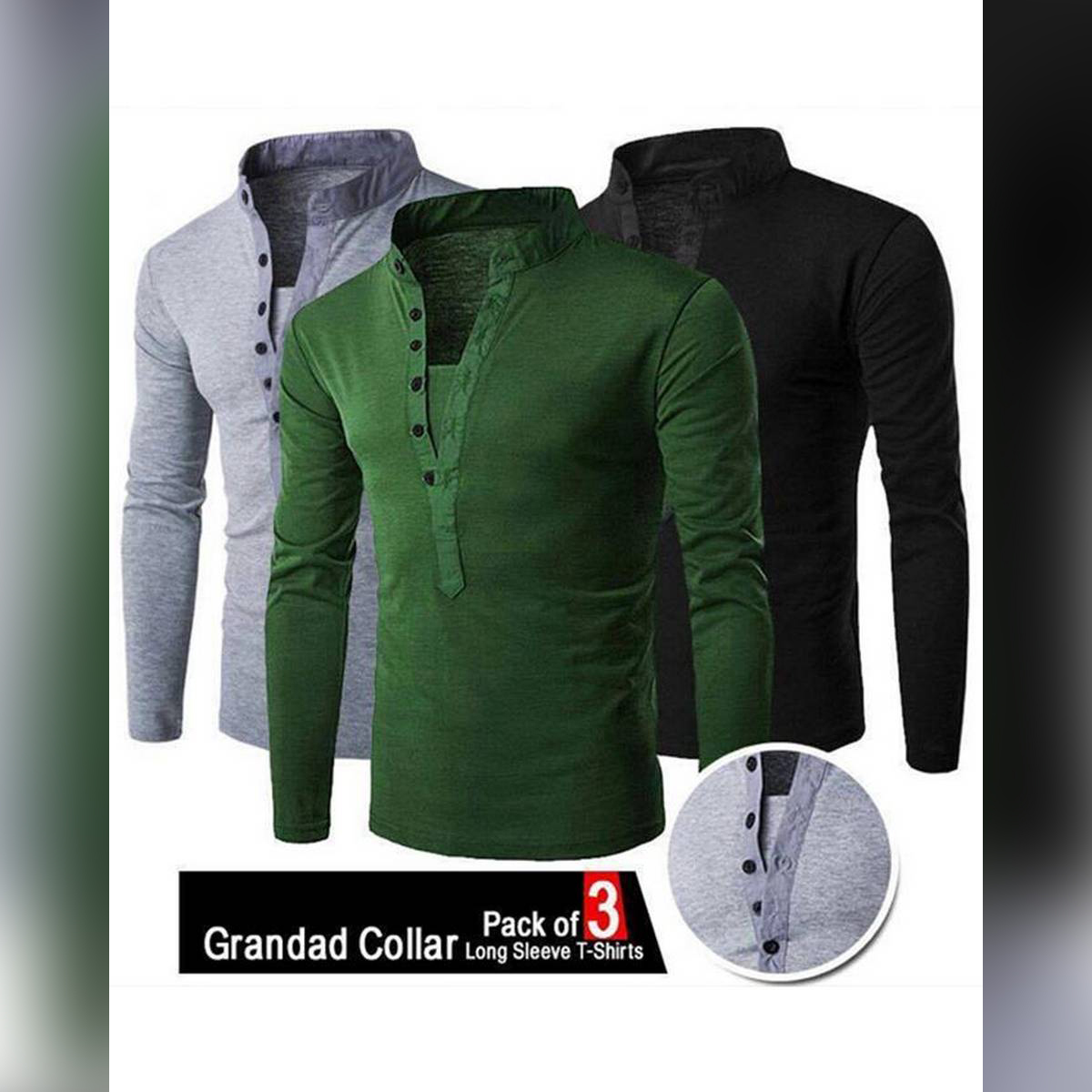 long sleeve t shirt grandad collar