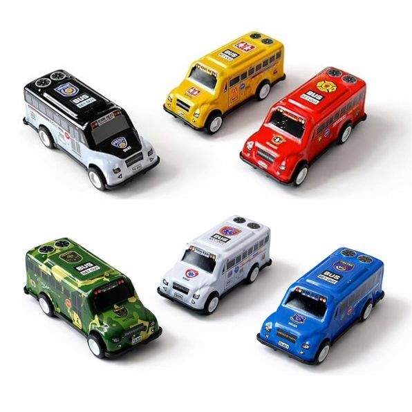 24 pcs Alloy Buses Model Diecasts Vehicle Toys For Kids Pull Back Mini Metal Old School Bus Children tiny Toy Gifts Toddler