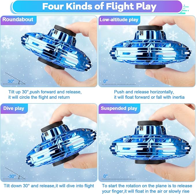 LED UFO Hover Flying Fidget Spinner Toy | Rechargeable Hand Controlled Flying Ball Drone with Box | Anti Drop Durable Mini RC Drone Toy for Indoor Outdoor Fun Kids & Adults Future Toy PROMISE TO SELL