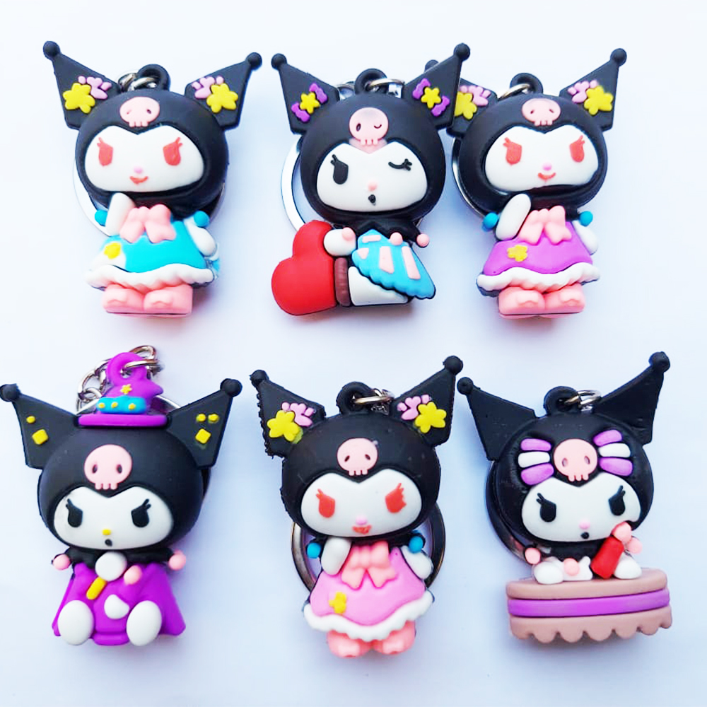 Sanrio Anime Keychains Hello Kitty Melody Kuromi Cinnamoroll Cartoon Dolls Action Figure Model Bags Pendant Keychain Car Keyring
