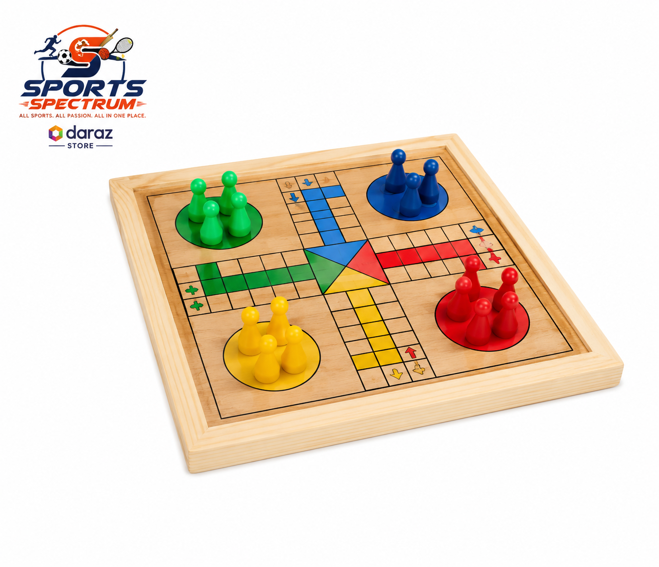 Wooden Ludo Board Game | Premium Classic Family Board Game for Kids & Adults | Durable Wooden Design with Ludo Pieces & Dice | Perfect for Home, Travel & Family Fun | SPORTS SPECTRUM