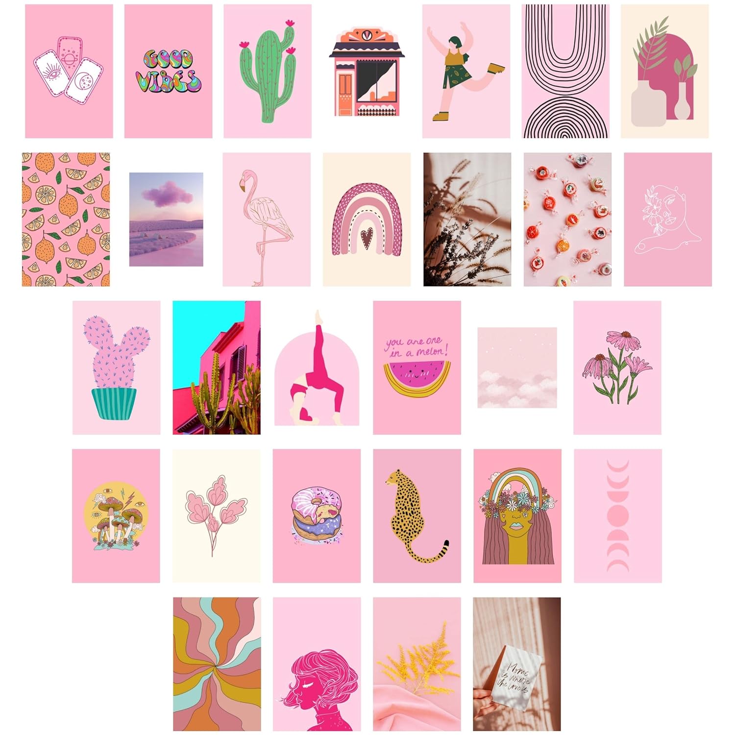 Pink aesthetic wall collage kit 60 photo cards 4x6" inches size for wall and room decor customize available