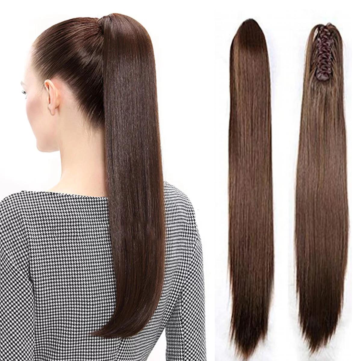 Long Hair Straight Extension Wigs Lady Girl Pony Hair For Her