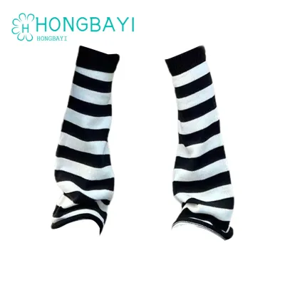 1 Pair Leg Warmers Flared Contrast Color Striped Knee High Knitted Cold  Resistant Thickened Autumn Winter Women 