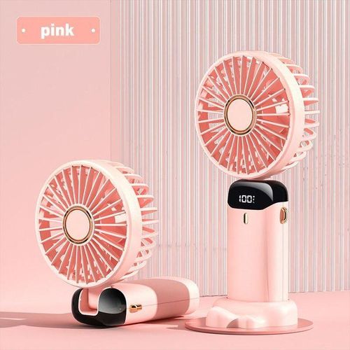USB Handheld Mini Fan Foldable Portable Neck Hanging Fans 5 Speed Rechargeable Fan with Phone Stand and Display Screen