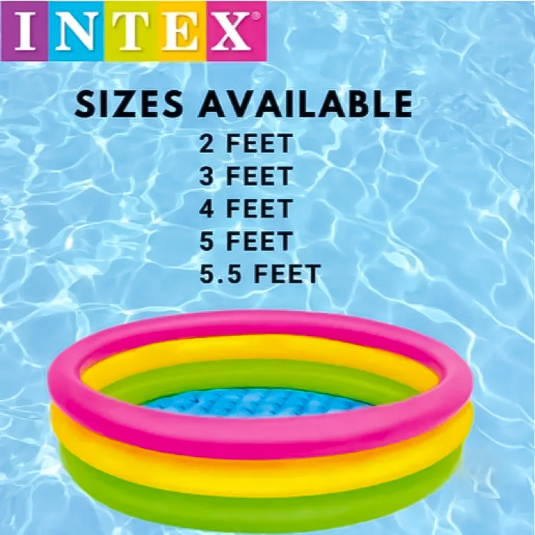 Intex Swimming Pool for Kids and Baby Inflatable Multicolor Pool Available in 2 3 4 5 and 5.5 Feet Sizes Durable Easy to Inflate Fun Outdoor Water Play Pool for Home Garden and Backyard Use Summer Fun