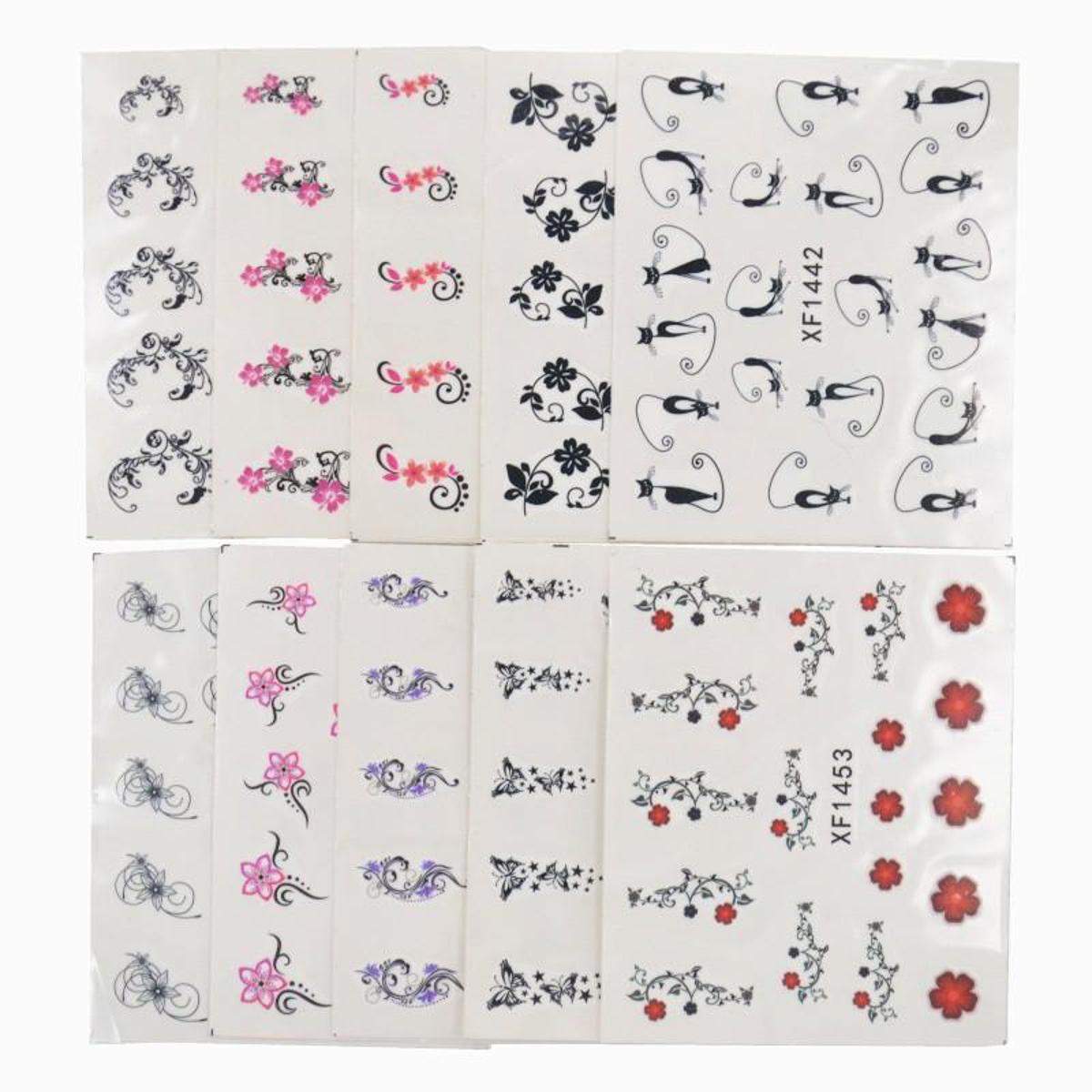 10 Pcs Mixed Nail Art Water Stickers Decorations Manicure
