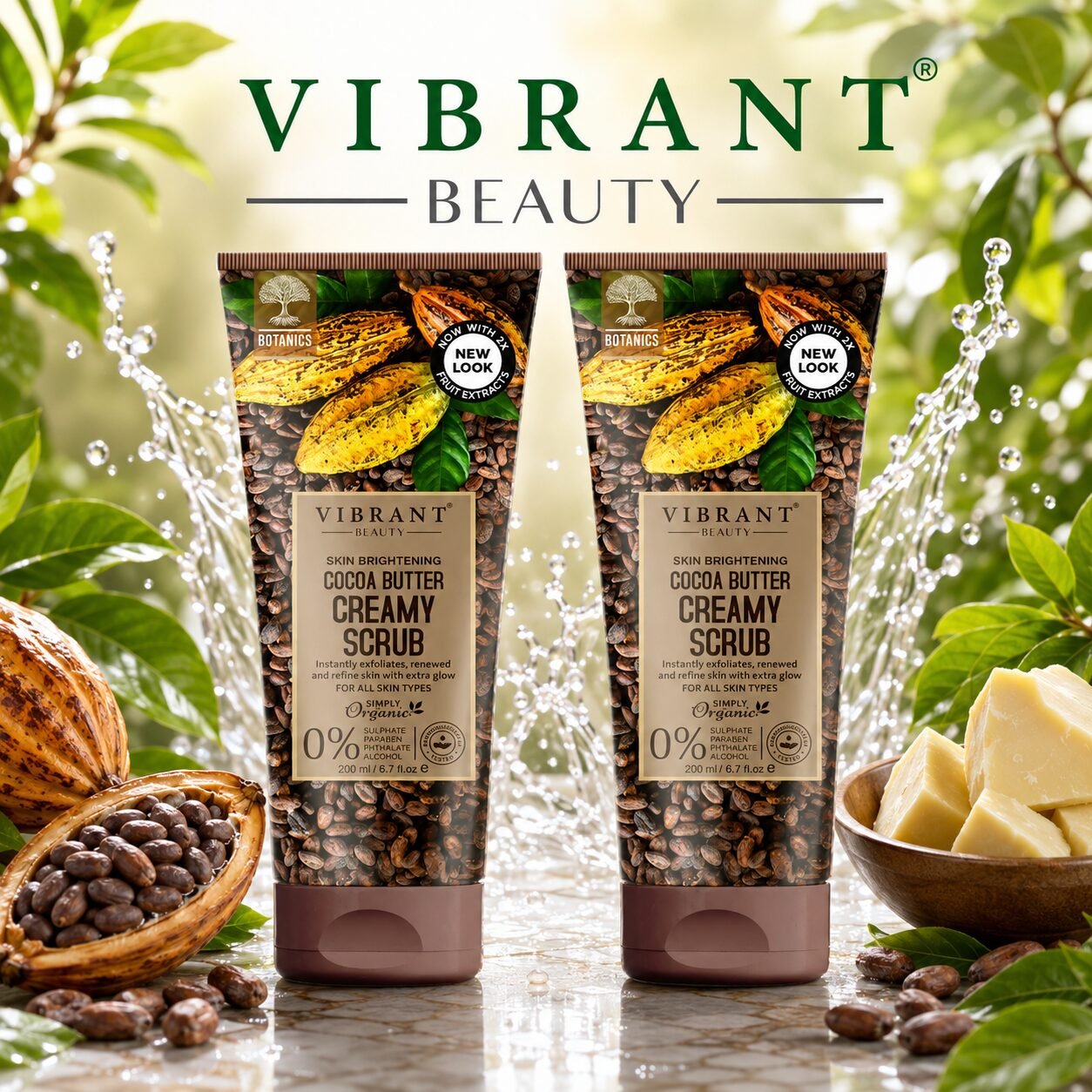 Vibrant Beauty Cocoa Butter Creamy Scrub Combo Pack | Personal Care Set | 200ml