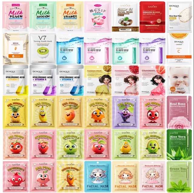 Fruit Plant Extract Moisturizing Brighten Facial Sheet Mask Hydrating, Radiance Boost, Calming, Skin Care Sheet Masks