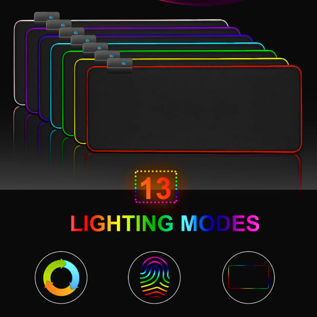 High-Quality XXL RGB Gaming Mouse Pad SMALL & Large Size with Gel Wrist Pad - Extended & Small Led Soft Cloth Mousepad Mat with Non-Slip Rubber Base & 14 Lighting Modes for Gamers, PC Computer, Laptop, Office - (800×300×4mm) - Black - FunBug