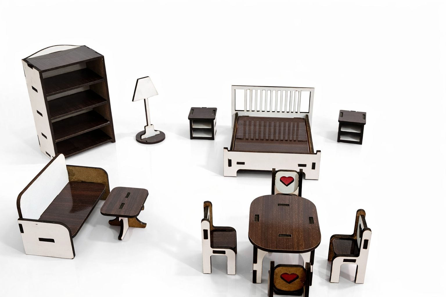 Wooden Doll House for Girls with 1:12 Scale Miniature Furniture Set | MDF Doll House for Kids | Wooden Dollhouse Accessories & Mini Furniture Bed