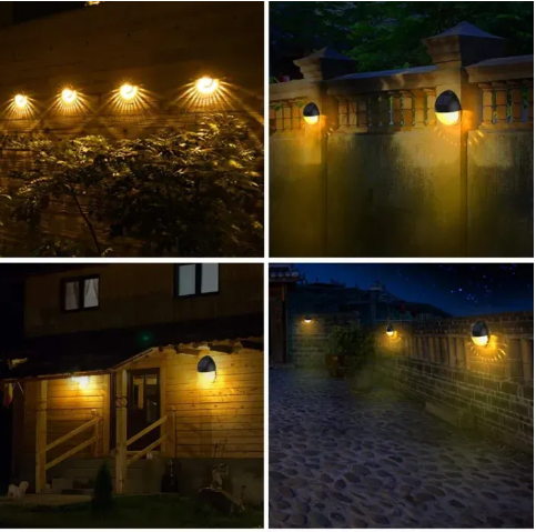 Pack Of 2 Solar Waterproof Outdoor Led Light Solar Fence Lights, Solar Decorative Garden Lights, Waterproof Wireless Outdoor Lights For Garden, Fence, Patio Use,Warm White High Quality