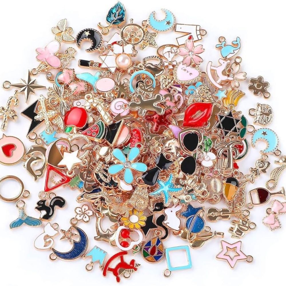10/50 Pcs Mixed Enamel Charms – Daisy, Sakura, Heart & Star Pendants | DIY Jewelry Making Accessories for Bracelets, Earrings, Necklaces & Crafts By SAMS Arts and Craft