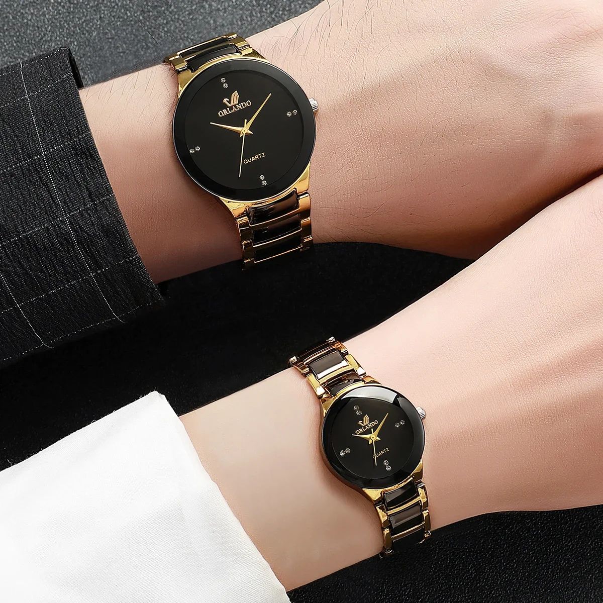 Pair of two Couple Watches for Men and Women Elegant Stainless Steel Watches for Couples New Fashion Watches for Boys and Girls