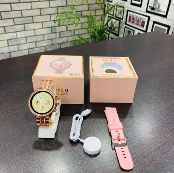 Gen9 Ladies Smartwatch with Strap HD Display 1.3 inch Screen, Bluetooth Calling, Dual Straps (Rose Gold)