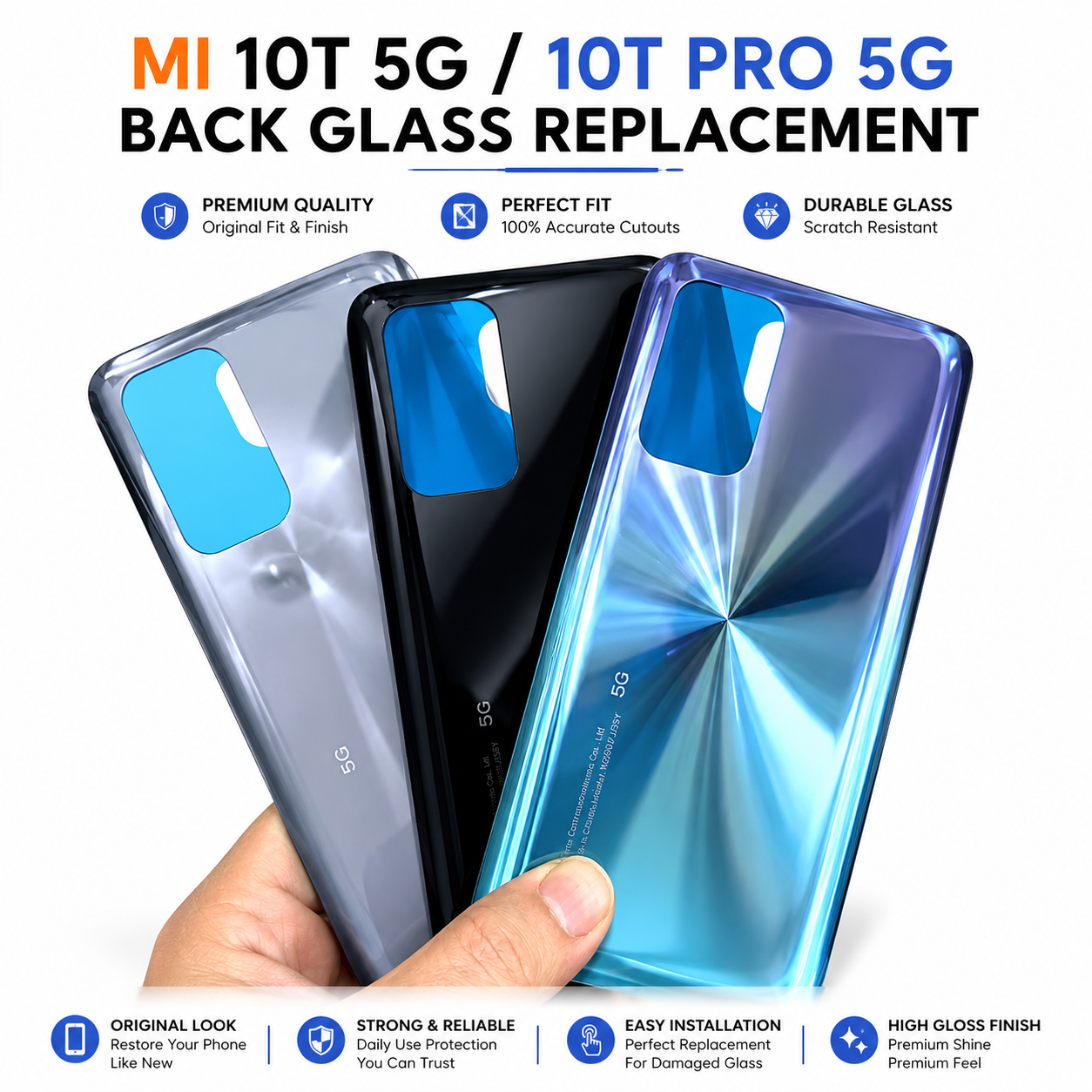 Mi 10T 5G / Mi 10T Pro 5G Back Glass Replacement | Rear Battery Cover Housing