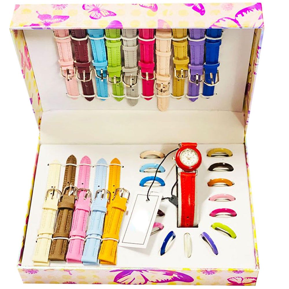 Watchify Multicolor Interchangeable Watch Gift Set for Girls | 6 Straps / 11 Straps Watch for Women