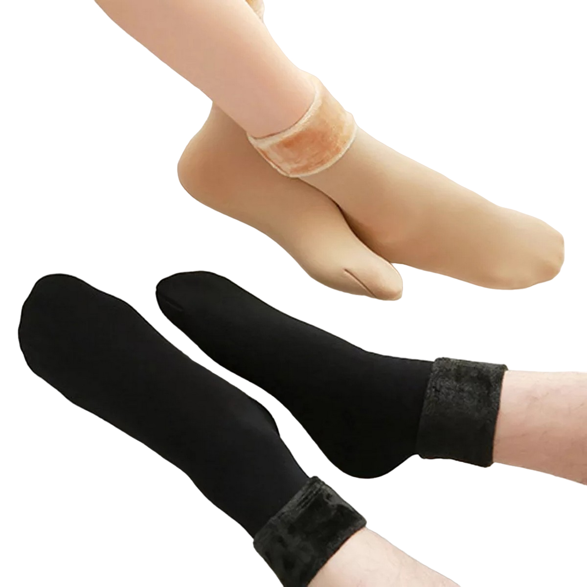 2 Pair Velvet Winter Thermal Socks Thermal Socks Woman Winter Wool Cashmere Thicken Warm Socks Ladies Black Skin Seamless Soft Velvet Boots Floor Snow Socks | Winter Velvet Thermal Socks Women