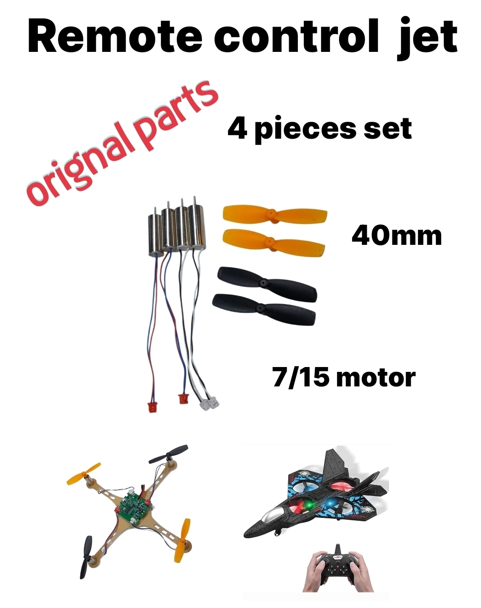 Remote control toy jet and drone fan motor set