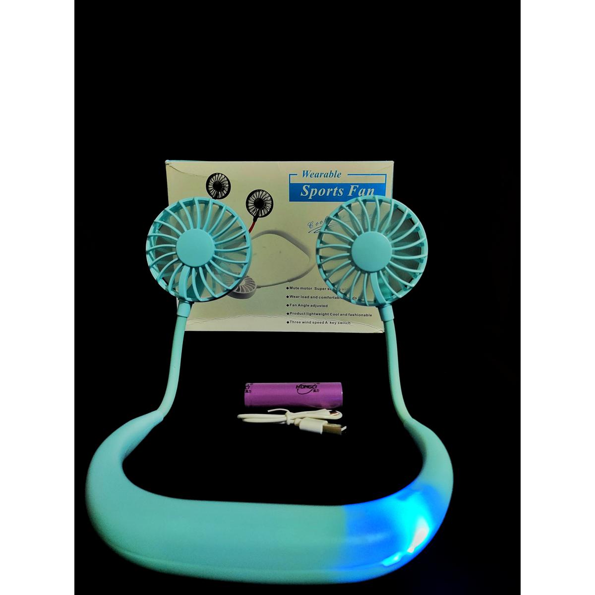 Neck Hanging Fan Sports Fan | USB Neck band Fan | Rechargeable Portable Wearable Fan | 3 Level Air Flow | 360 Degree Free Rotation | Perfect for Sports