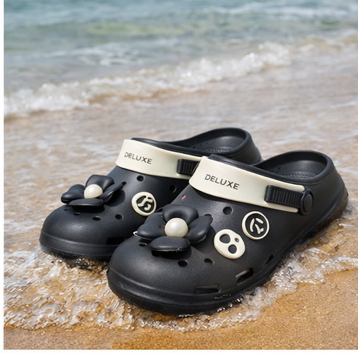 Elegant Floral Graphic Clogs for Girls, Casual Fashion Mules with Flower Embellishments