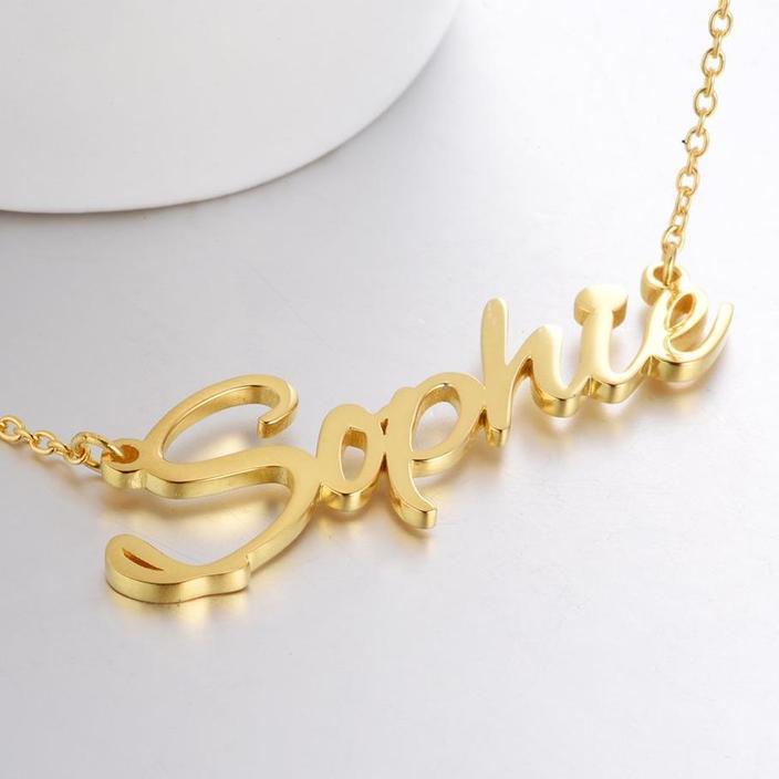 Name 18K Gold Plated Pendant Necklace 