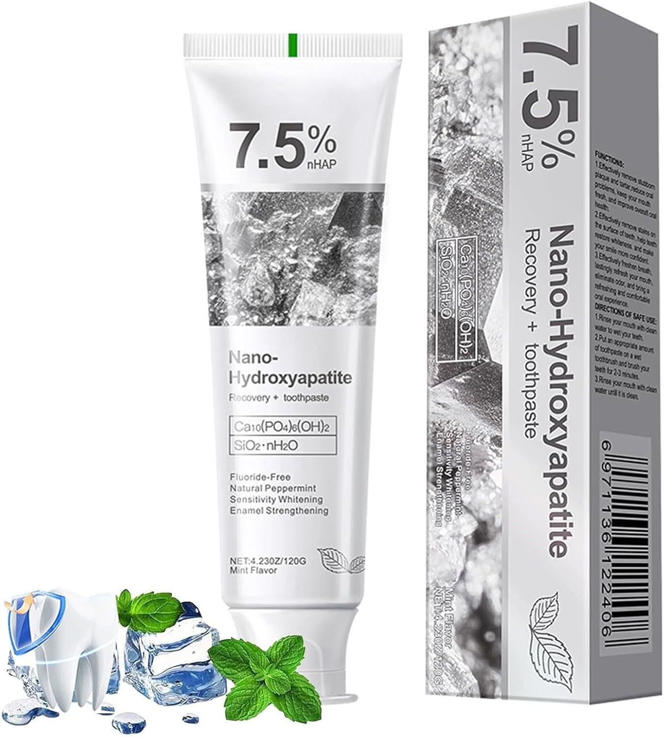 Holydeer Nano Hydroxyapatite Toothpaste | Fluoride Free Enamel Repair & Remineralization | Teeth Whitening Toothpaste | Anti Cavity & Tooth Sensitivity Relief | Gum Protection | Natural Tooth Paste for Sensitive Teeth | Adults & Kids | Fresh Breath