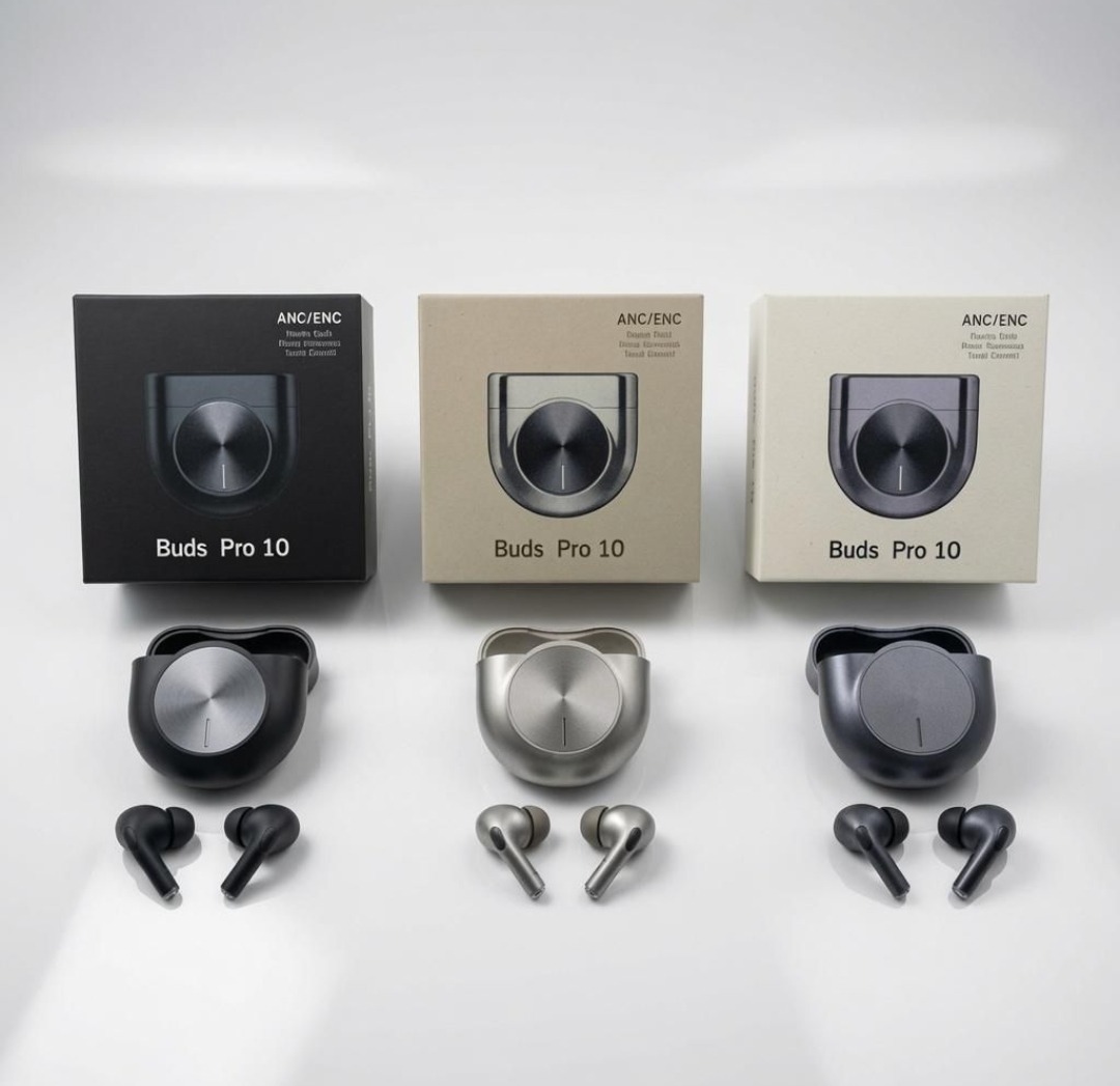 Buds Pro 10 Bluetooth 5.3 TWS Earbuds Wireless Headphones ANC ENC Noise Reduction Touch Control Stereo HiFi Audio Deep Bass Clear Calls Long Battery Gaming Earphones Music Headset Premium Design