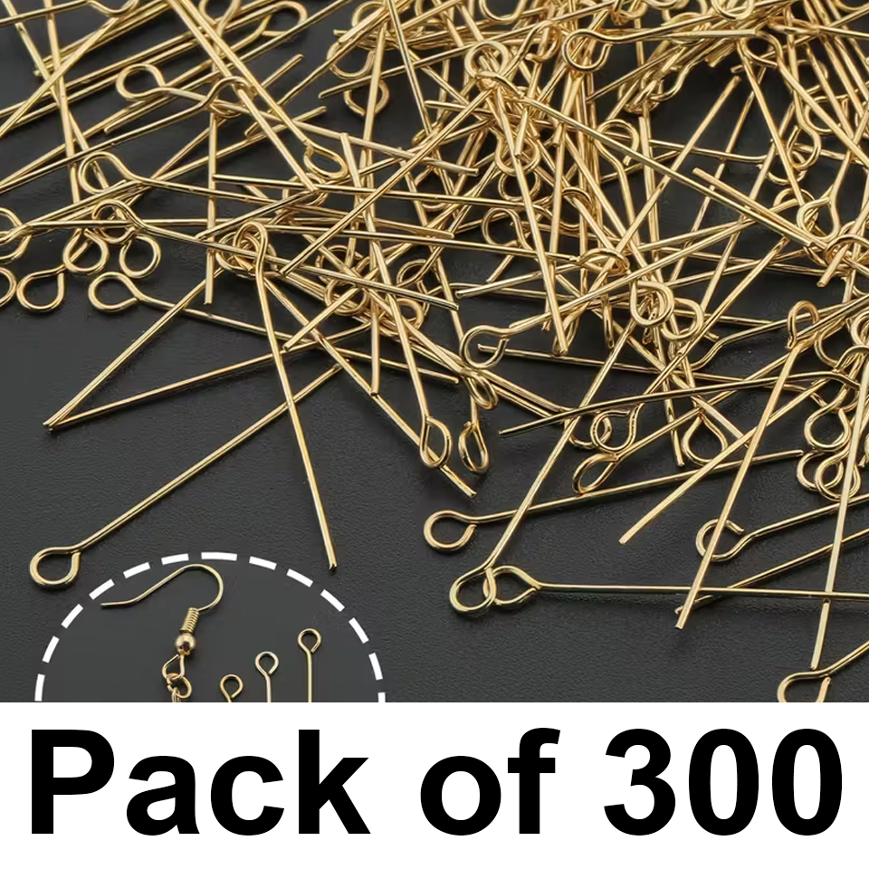 100/200 PCS Golden Metallic Soft Eye Pins/Head Pins Secure Loop Design, Durable Crafting Accessories for Earrings, Necklaces, Bracelets, Pins for Jewelry Making, Earring Assembly Tool, Simple Functional Style, Polished Finish