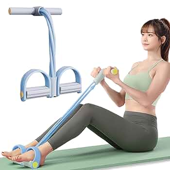 Rubber Tummy Trimmer: 4-Tube Pedal Tummy Trimmer for Weight Loss, Abdominal Toning, Elastic Resistance - Home Workout Fitness - Perfect for Burning Fat, Strengthening Core, and Achieving a Toned Waist