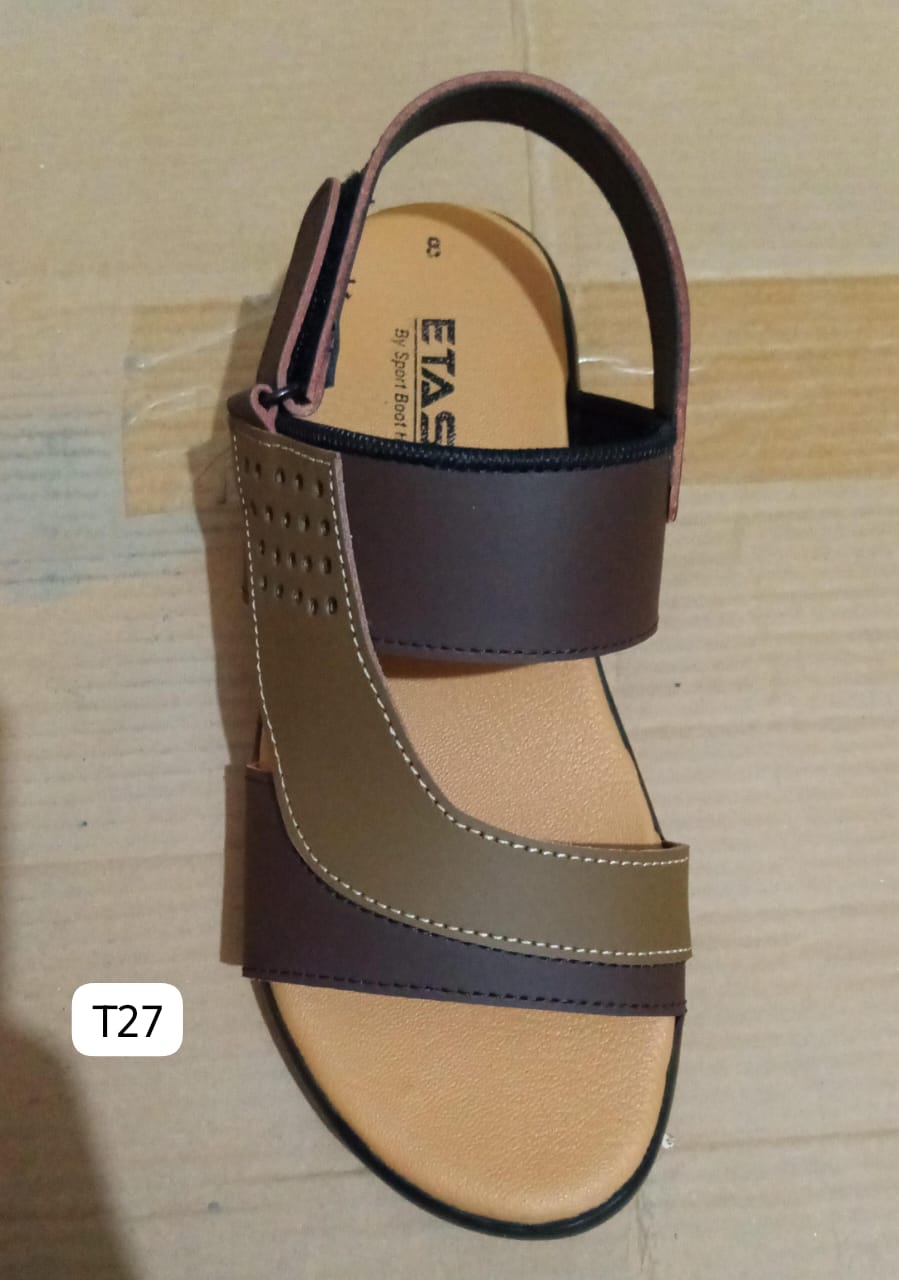 ETAS Men's Casual Comfort Sandals – Adjustable Hook-and-Loop Backstrap, Multi-Tone Durable Walking Sandals for Outdoor & Daily Wear (Model: T27)