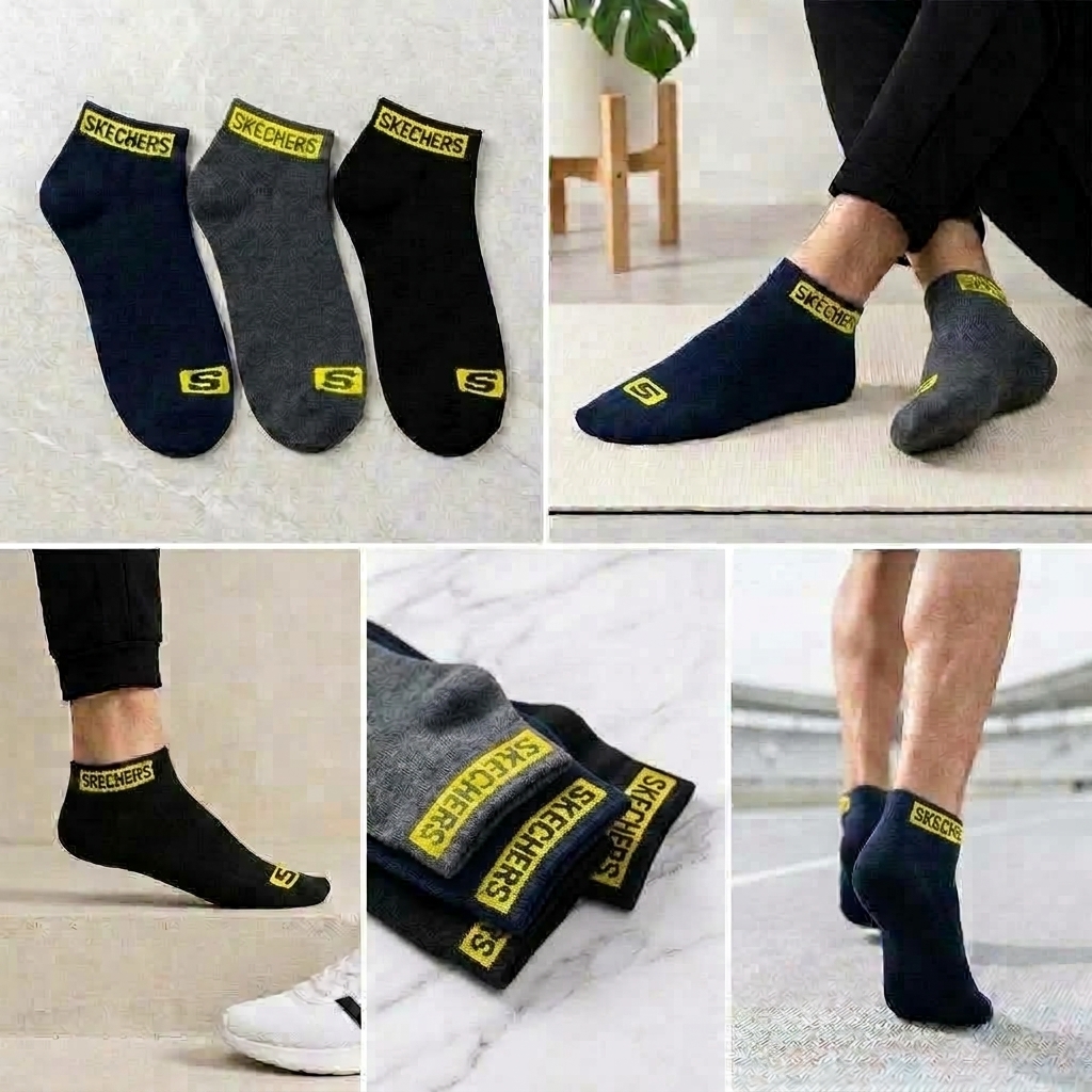 Code 6 Pairs Cotton Ankle Socks For Men Women - 3 Random colors